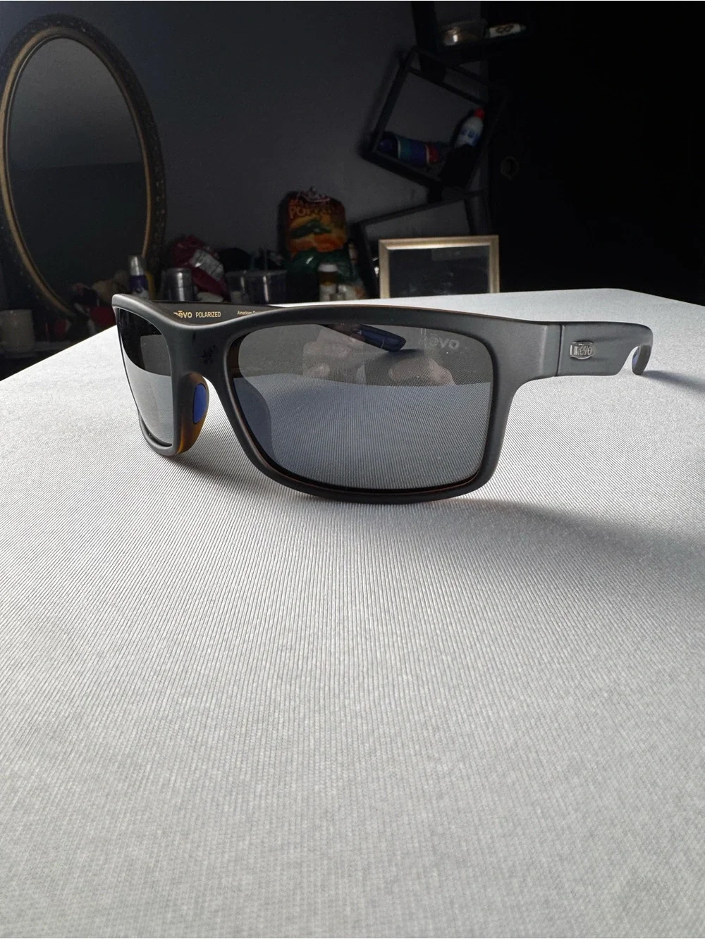 NEW! REVO CRAWLER RE 1027 01 GY POLARISED Wrap Around Matte Black/Tortoiseshell